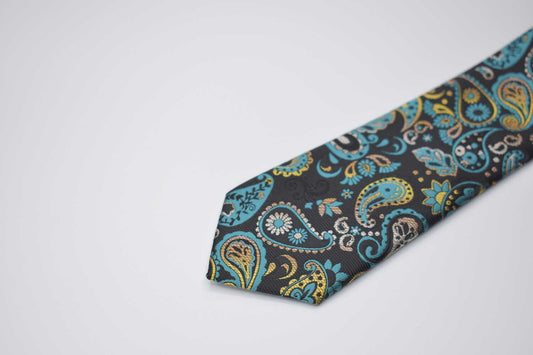 Corbata paisley negra