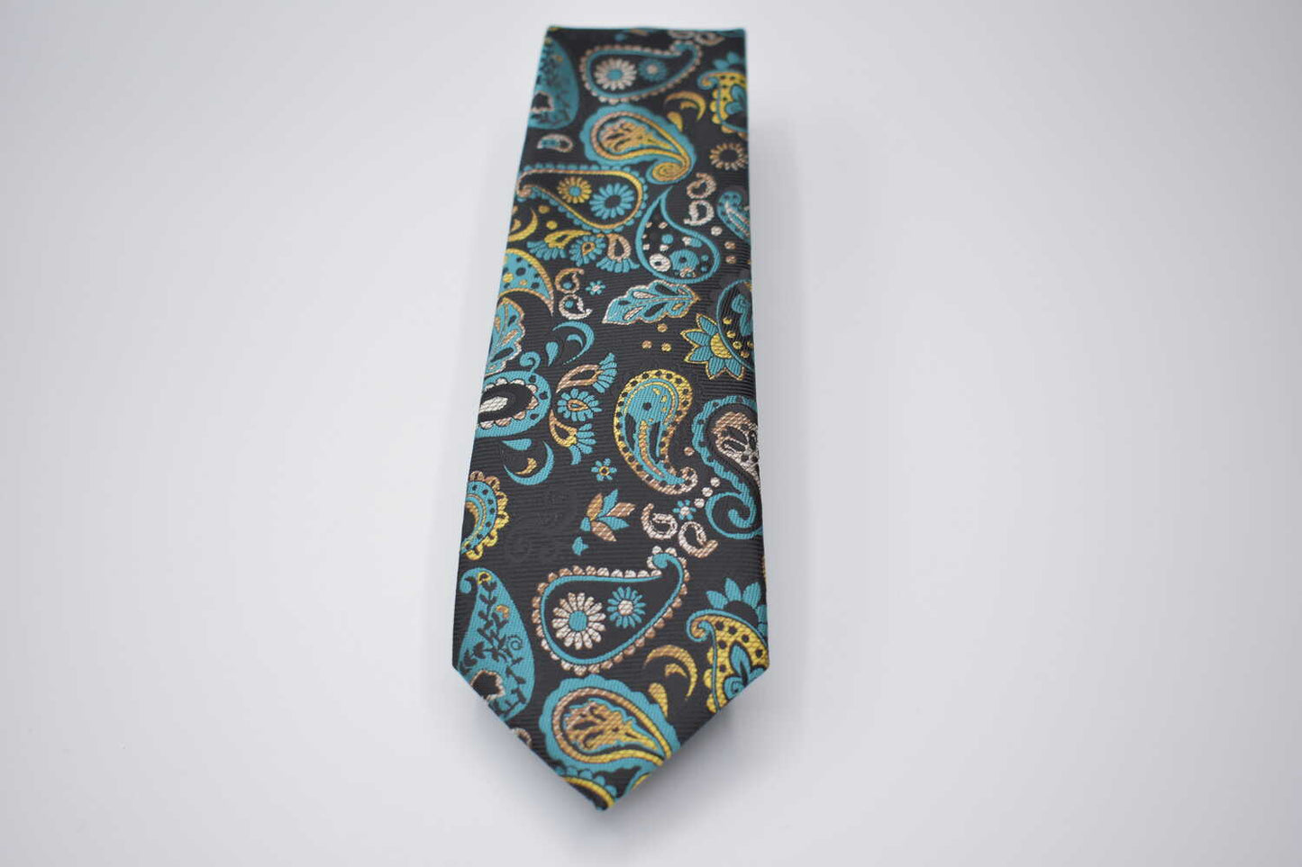 Corbata paisley negra